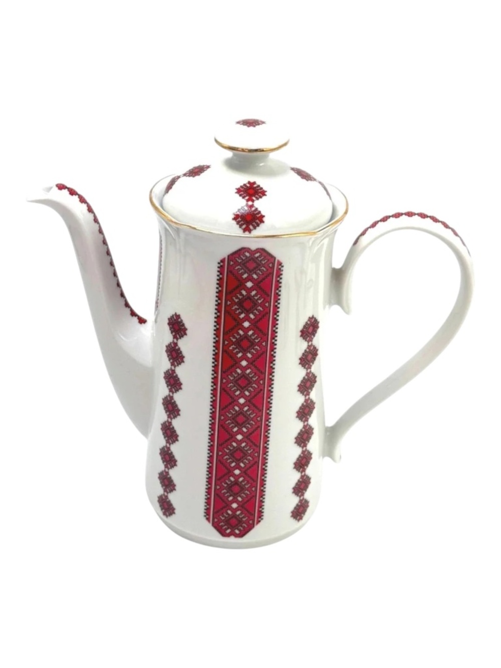 JL Menau UkrainianFolk Pattern Espresso Coffee Pot 8‎ Inch Porcelain Germany